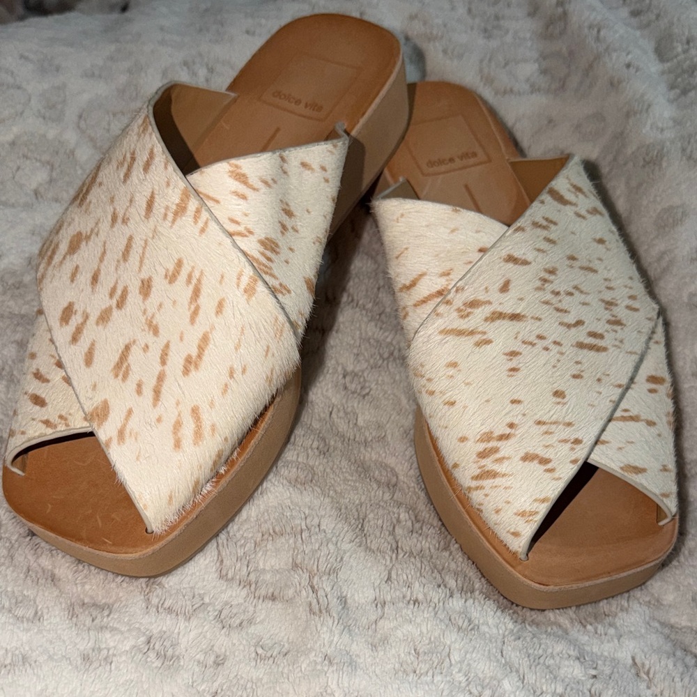 Dolce Vita Cream and Tan Mules